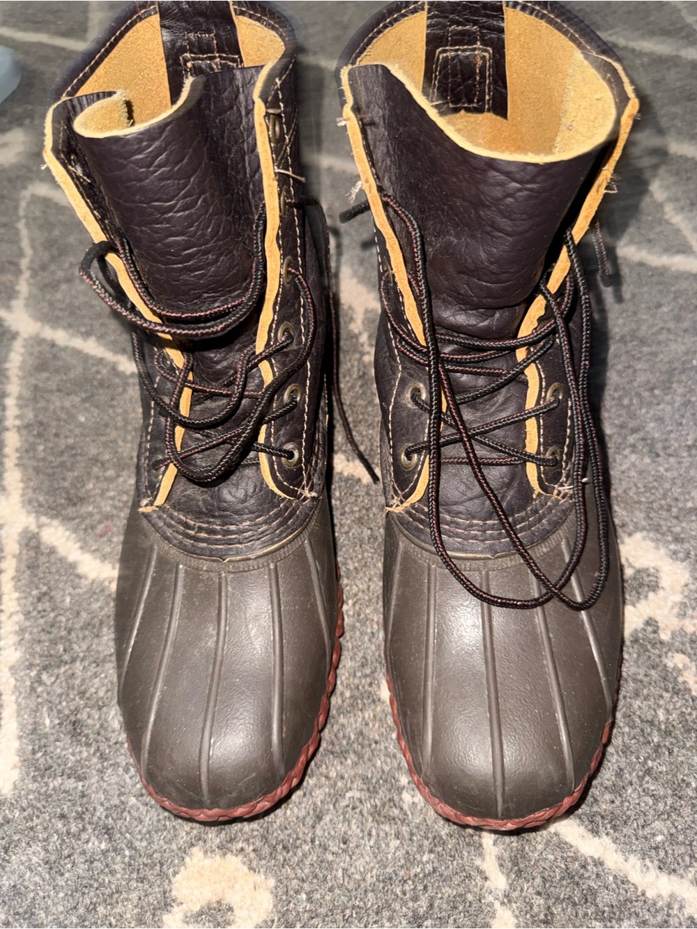 L.L. Bean Bean Boots; Women’s Brown and Tan Lace-Up Duck Boots